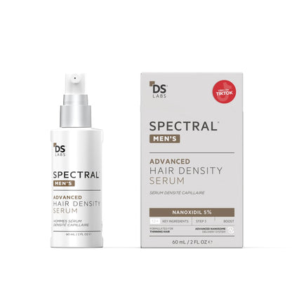 Spectral Men's Advanced Hair Density Serum, un suero diseñado para hombres que busca mejorar la densidad del cabello.