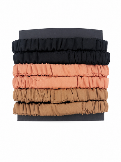 Set de Bandas Elásticas para Cabello con Diseño Fruncido en Colores Neutros.