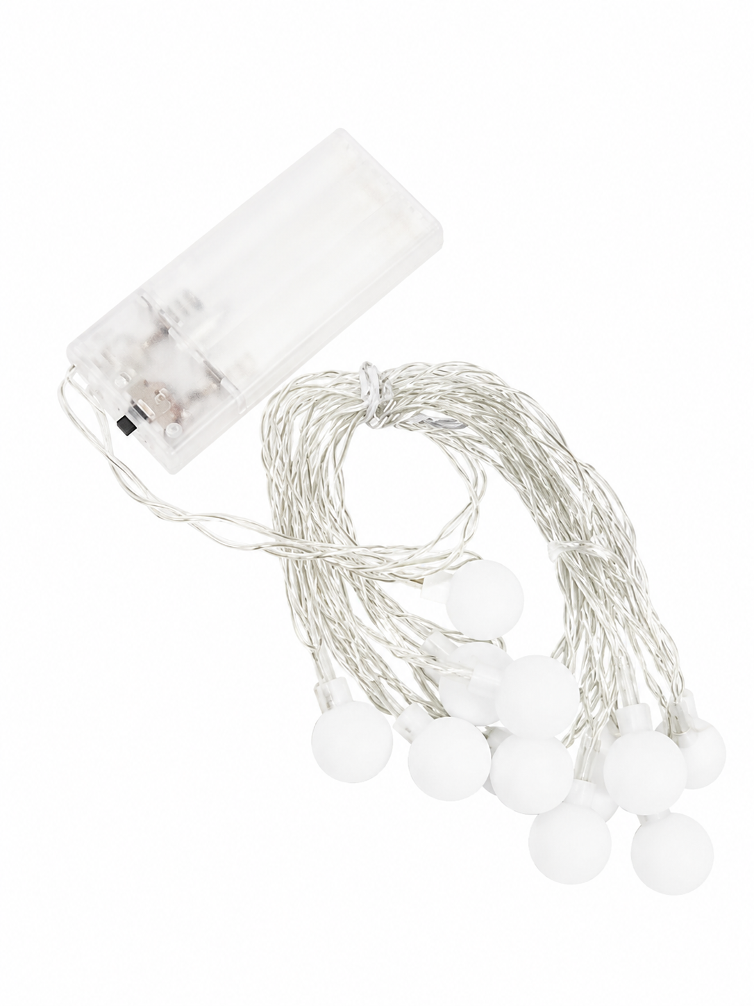 Guirnalda de Luces Decorativas con Bombillas Esféricas Blancas y Caja de Baterías.
