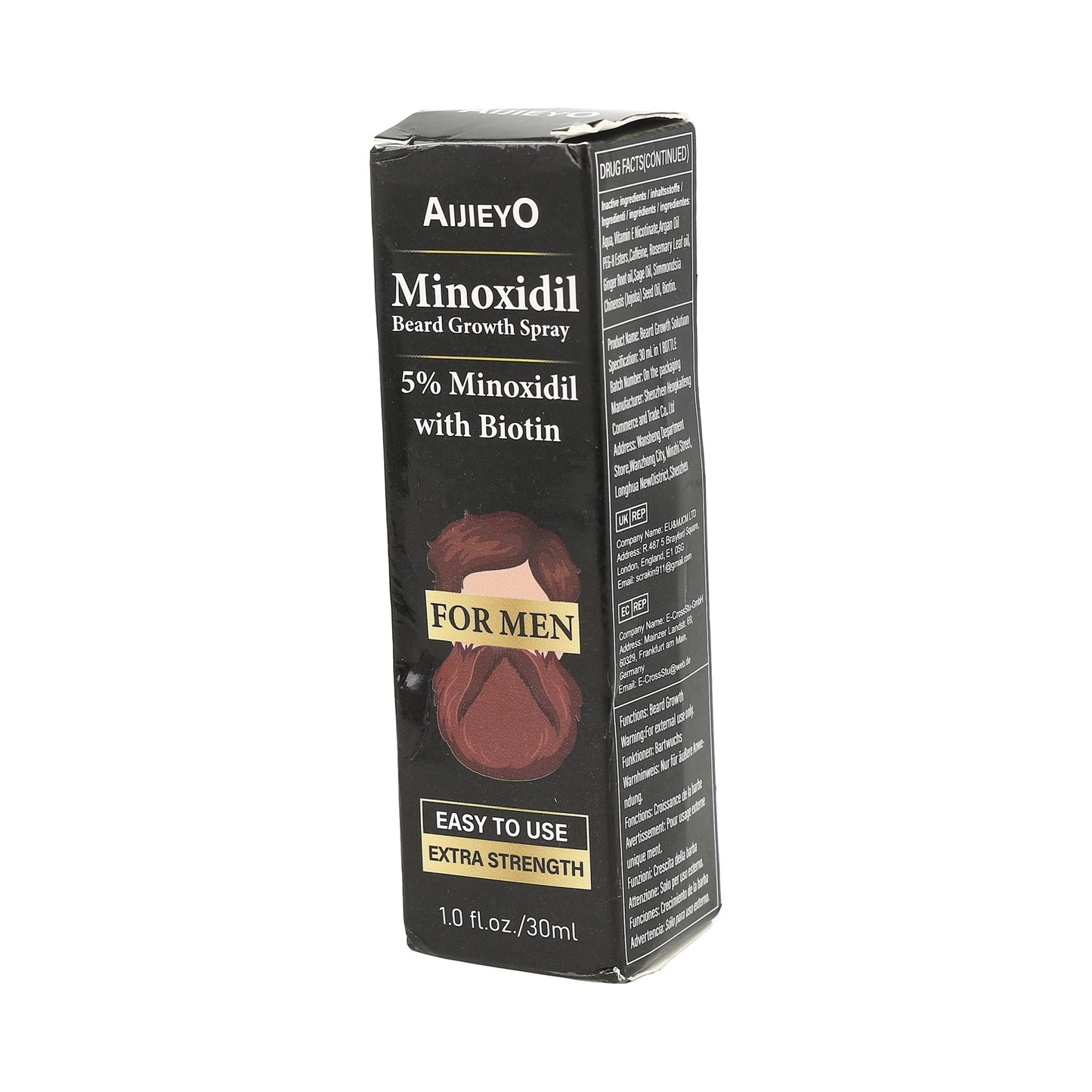 Aerosol de crecimiento de barba con minoxidil y biotina AIJIEYO