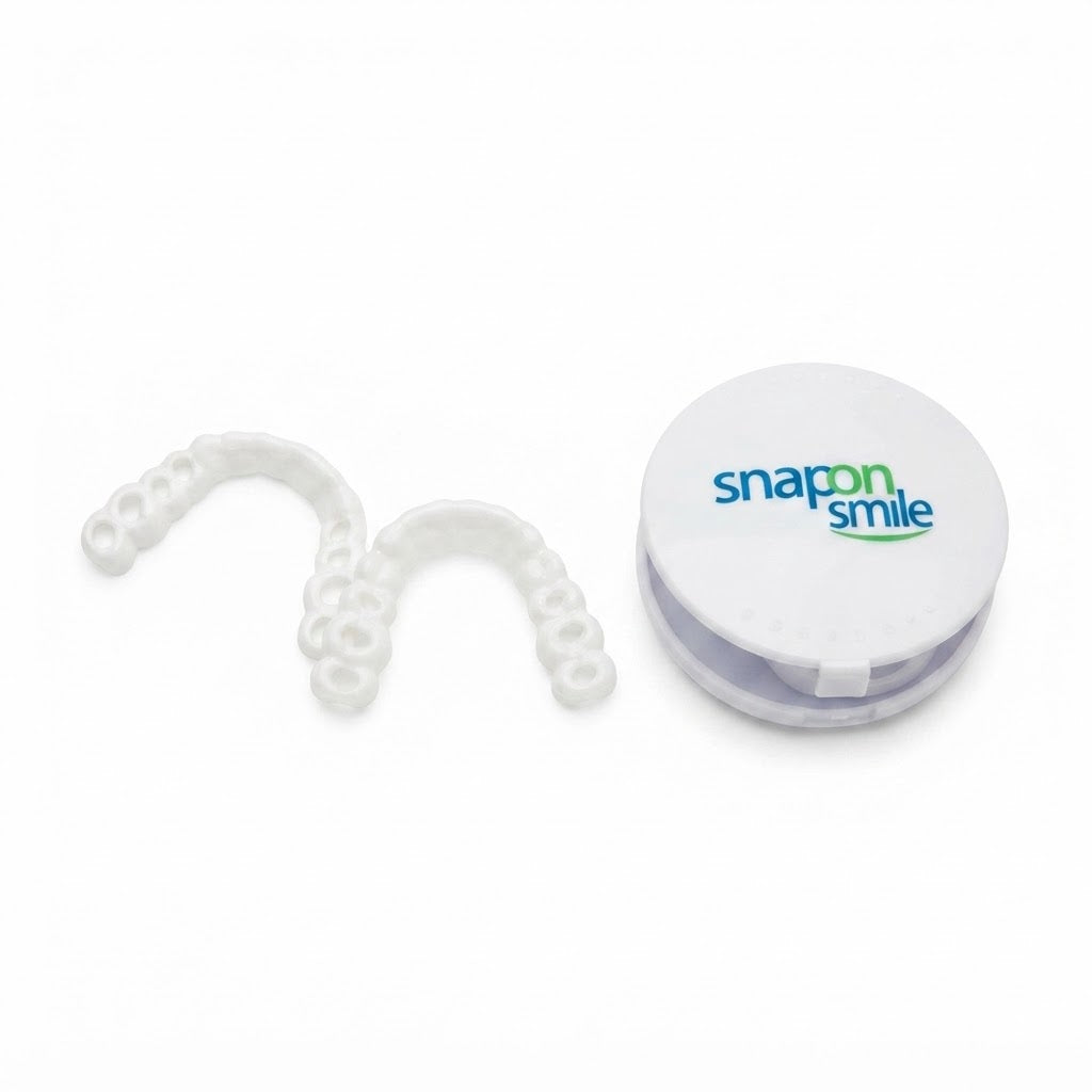 Kit de carillas cosméticas  que Incluye dentaduras postizas de color blanco.