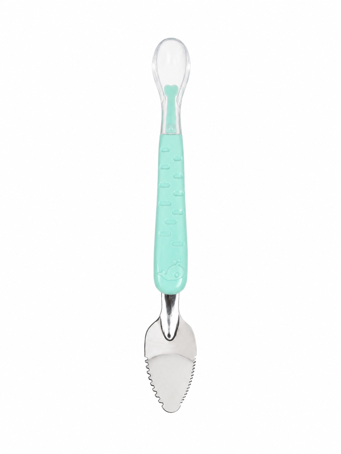 Cuchara y tenedor de aprendizaje para bebé con mango ergonómico antideslizante y estuche protector.
