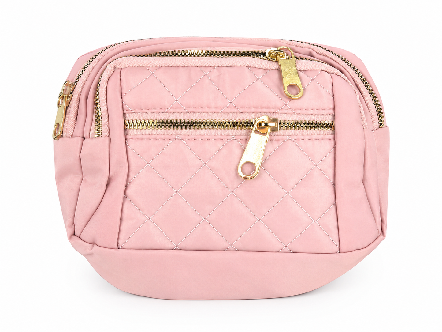 Neceser Organizador Acolchado Rosa con Doble Cremallera.