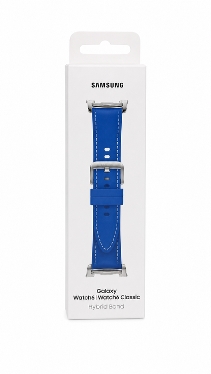 Correa híbrida azul para reloj inteligente compatible con Galaxy Watch6 y Watch6 Classic.