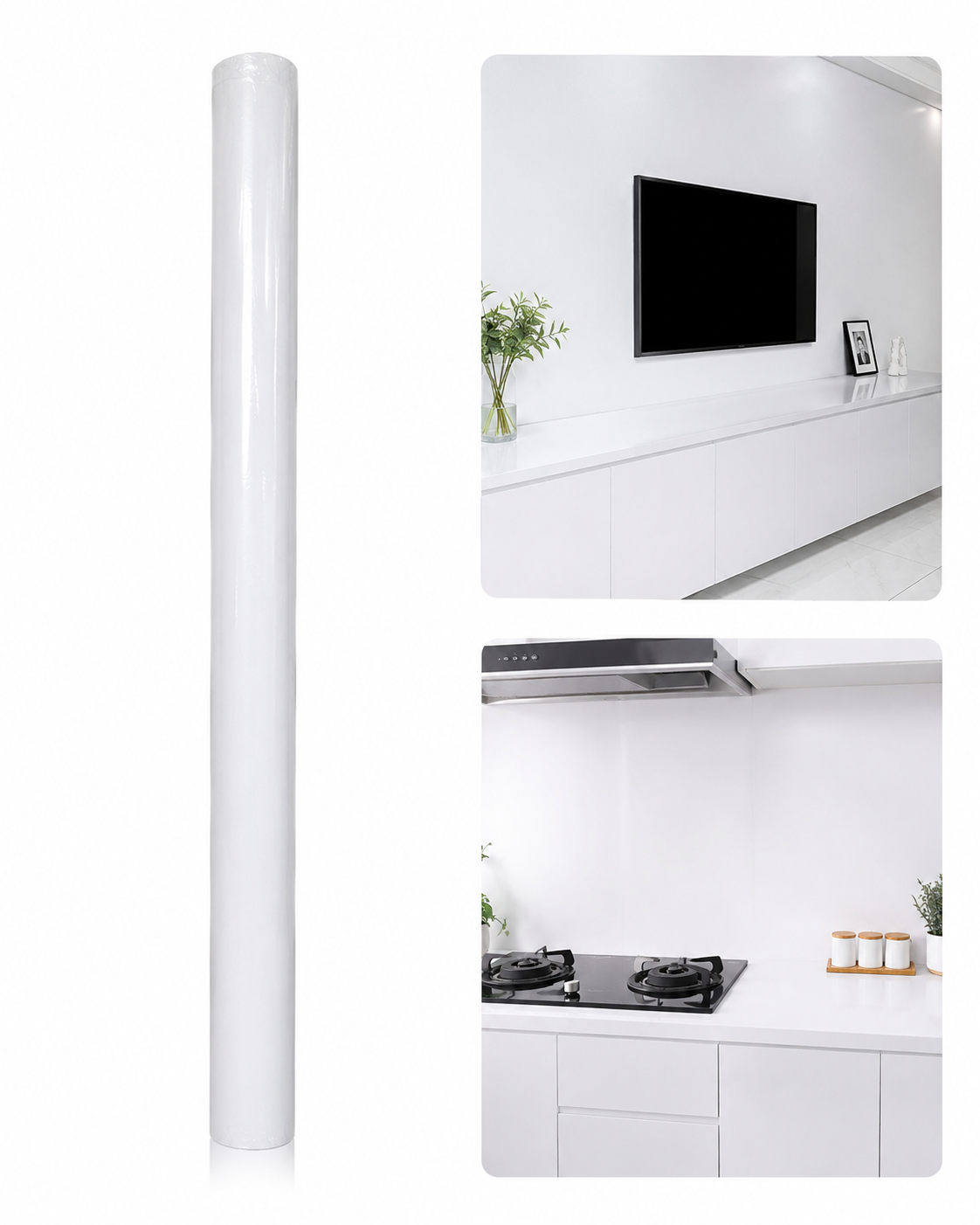 Papel Tapiz Autoadhesivo Color Blanco Liso. 60x200cm
