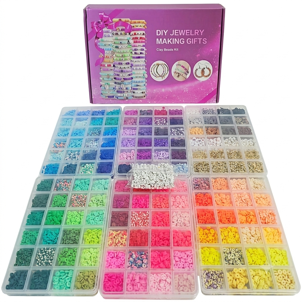 Kit de fabricación de joyas que ncluye una gran variedad de colores y letras para crear pulseras personalizadas.