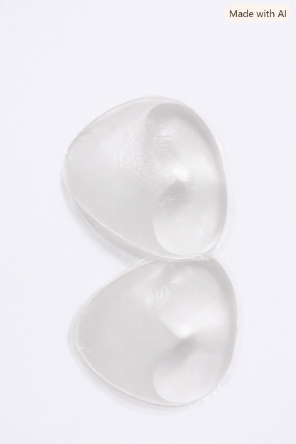 Par de inserciones transparentes de silicona con forma de triángulo.