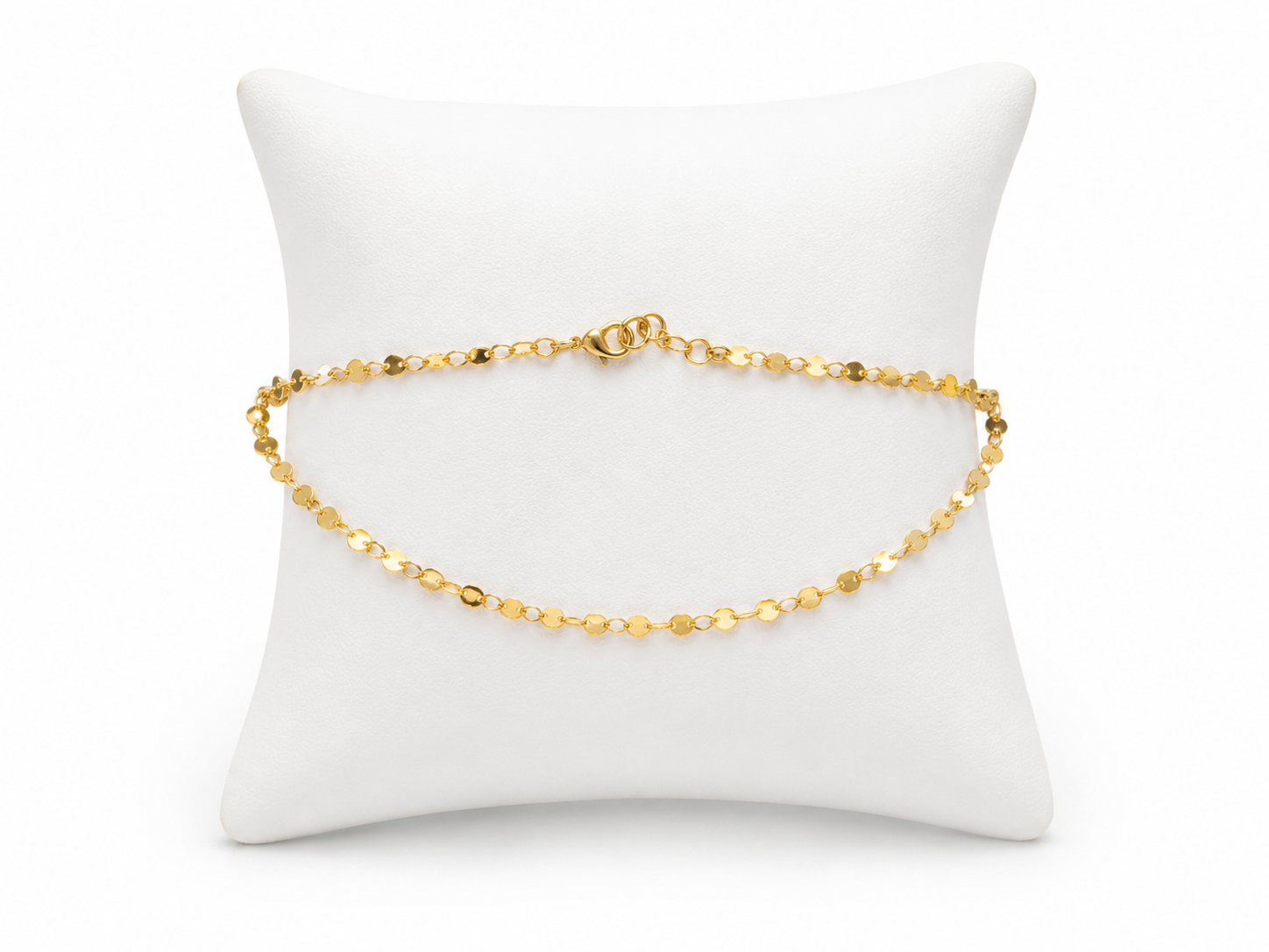 Collar de Cadena con Discos Brillantes Color Dorado.