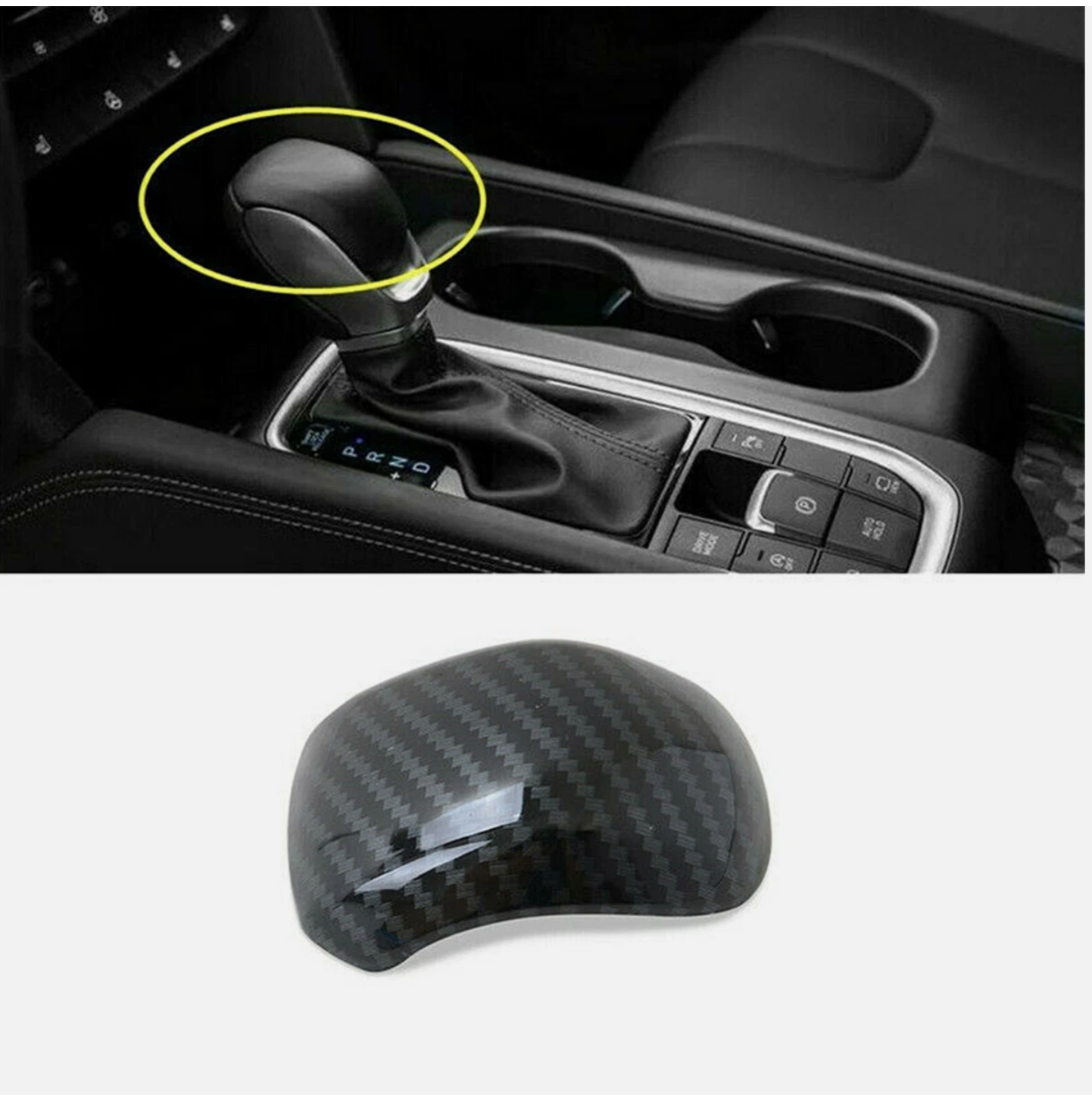 Moldura tipo fibra de carbono para la palanca de cambios del Hyundai Santa Fe 2019-2020