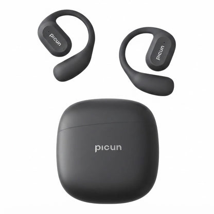 Auriculares inalámbricos de diseño abierto con gancho para la oreja.