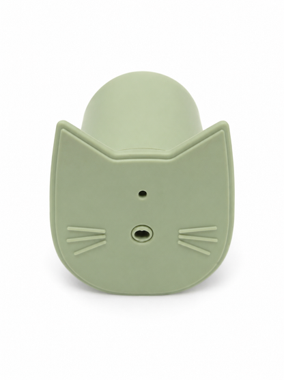 Botella dispensadora de viaje de silicona con diseño de gato para líquidos recargables.