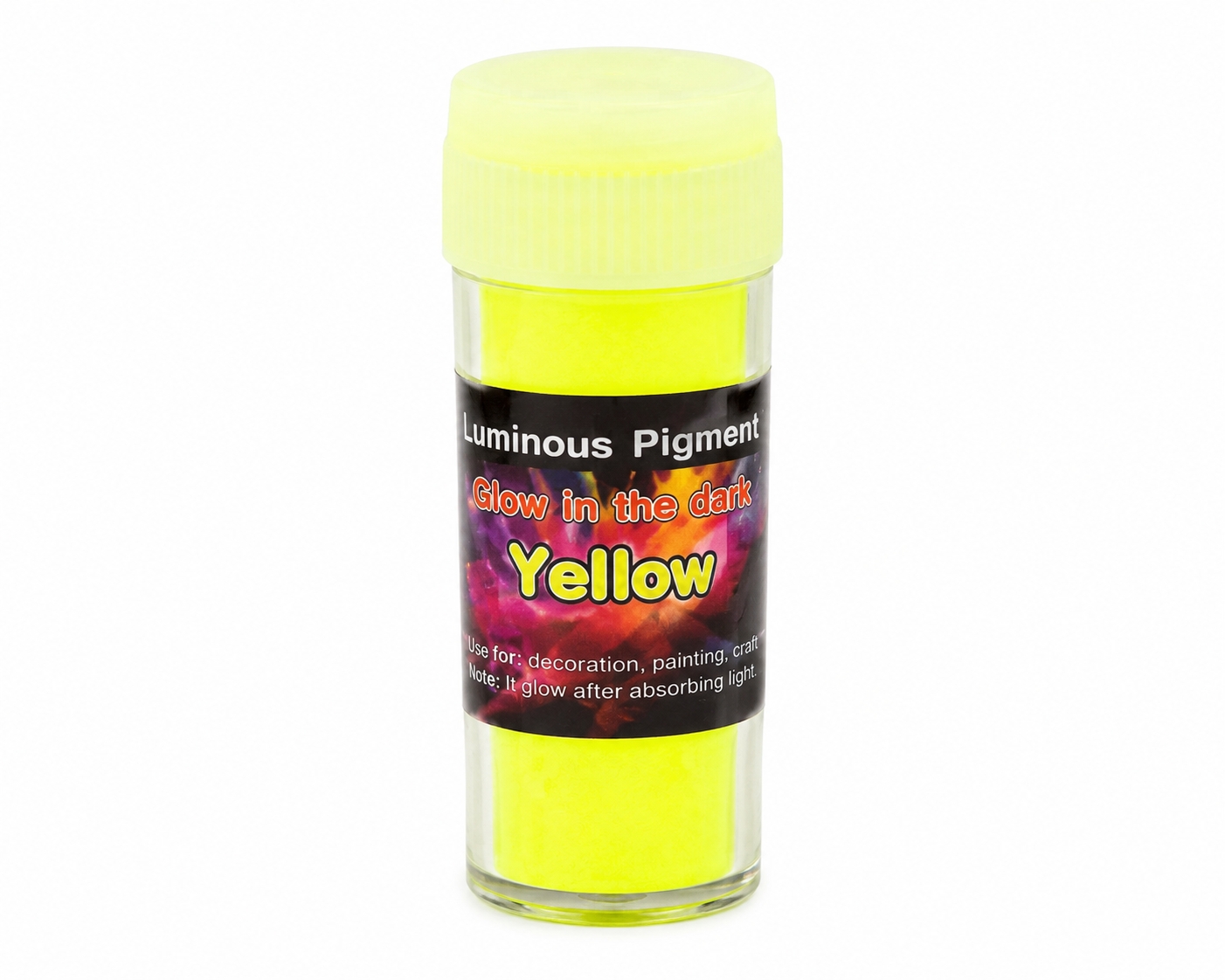 Pigmento luminoso en polvo amarillo para manualidades y decoración.