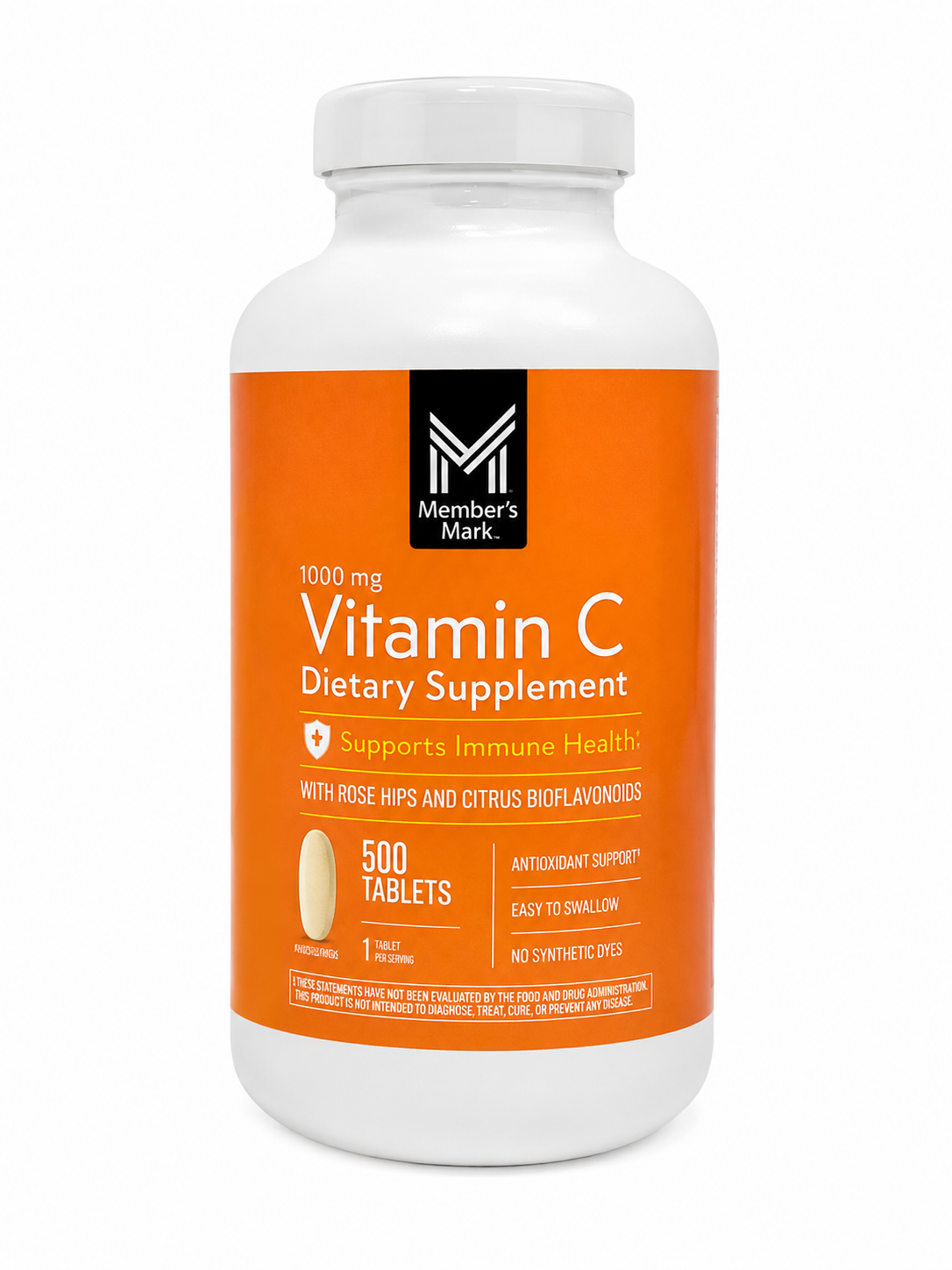 Suplemento Dietético de Vitamina C 1000 mg con Rosa Mosqueta y Bioflavonoides Cítricos, 500 Tabletas.
