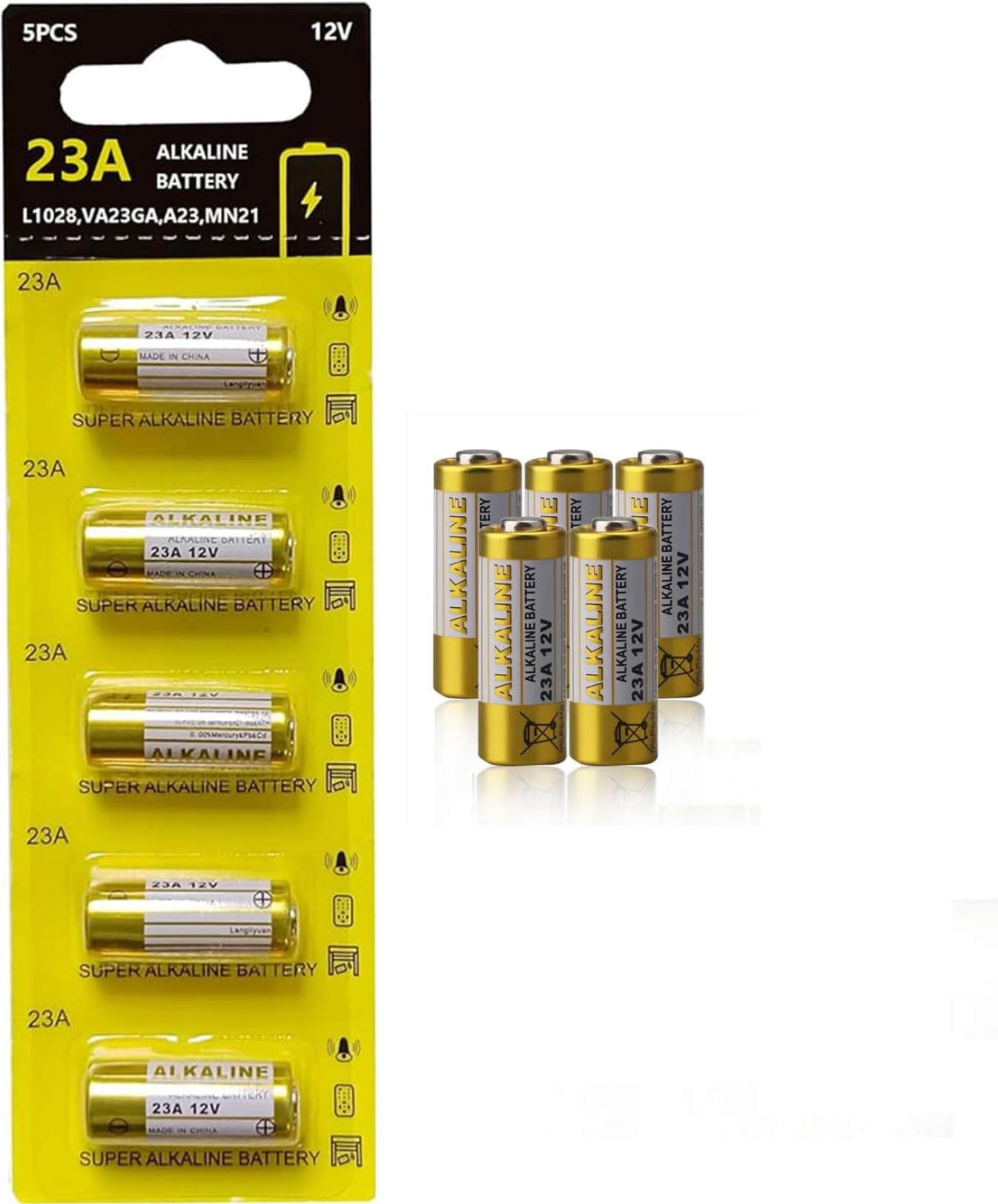 Batería de 23 A de 12 voltios, para control remoto, alcalina, paquete de 5.