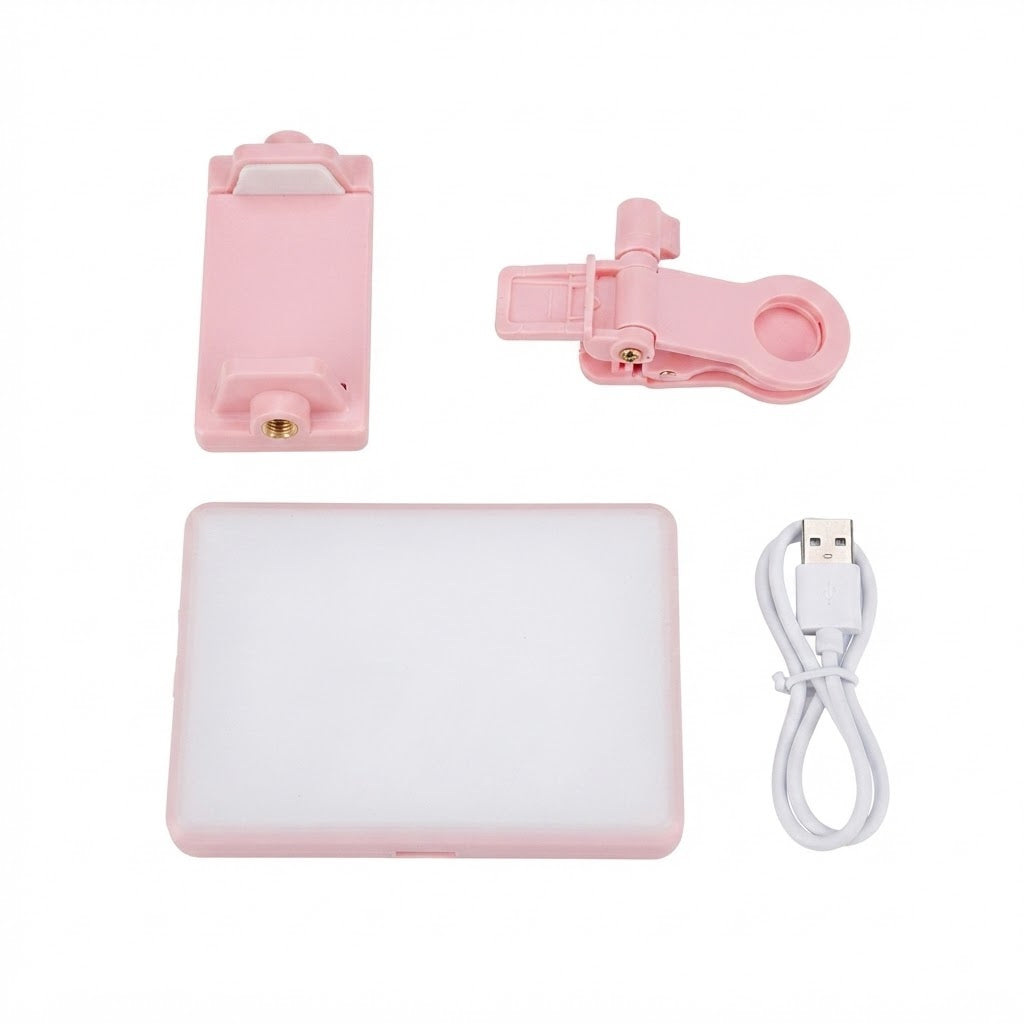 Kit de luz LED de relleno portátil y recargable para teléfonos y computadoras portátiles.