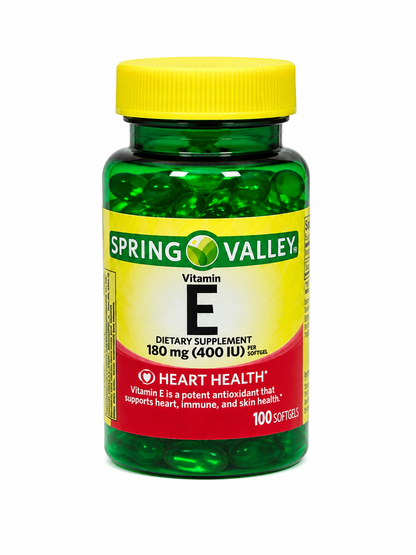 Vitamina E 400 UI en Cápsulas Blandas, Suplemento Alimenticio con 100 Softgels para Apoyo Antioxidante y Bienestar General.