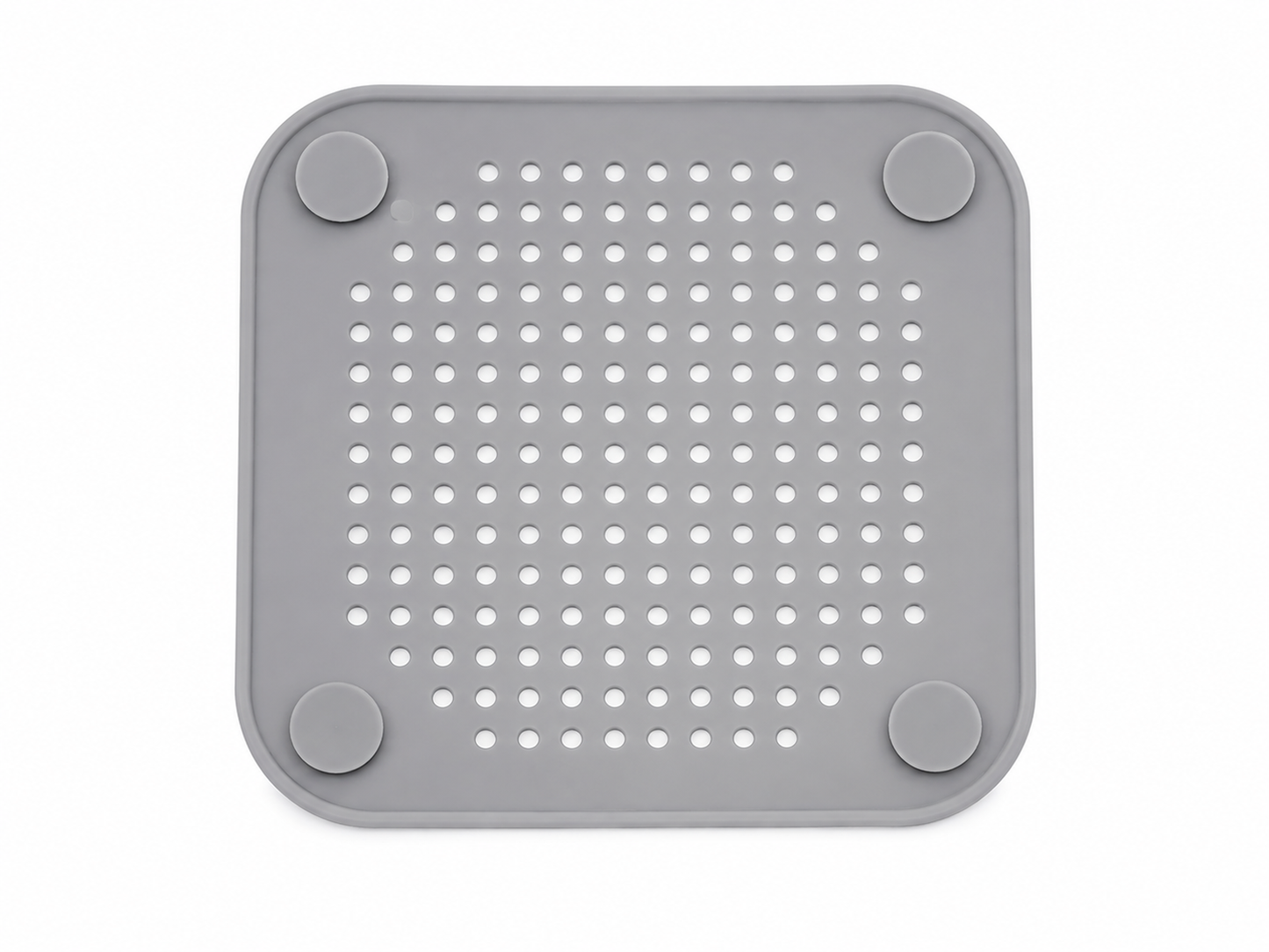 Tapete Antideslizante Cuadrado para Fregadero con Diseño Perforado Color Gris.