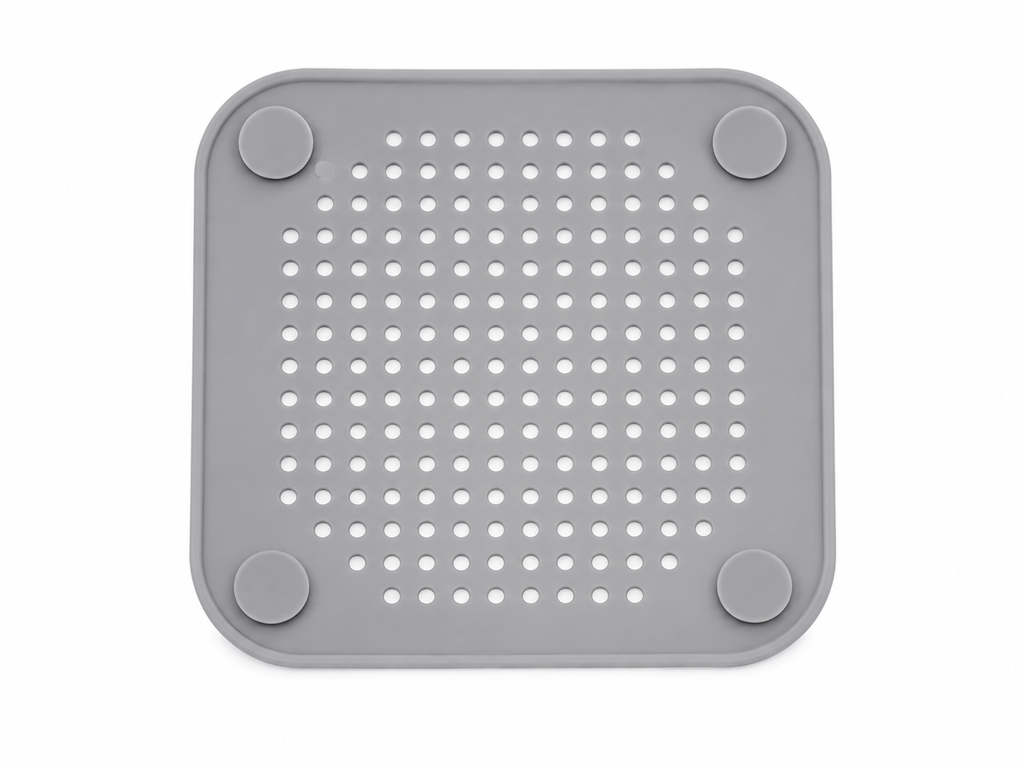 Tapete Antideslizante Cuadrado para Fregadero con Diseño Perforado Color Gris.