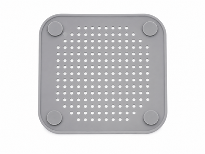 Tapete Antideslizante Cuadrado para Fregadero con Diseño Perforado Color Gris.