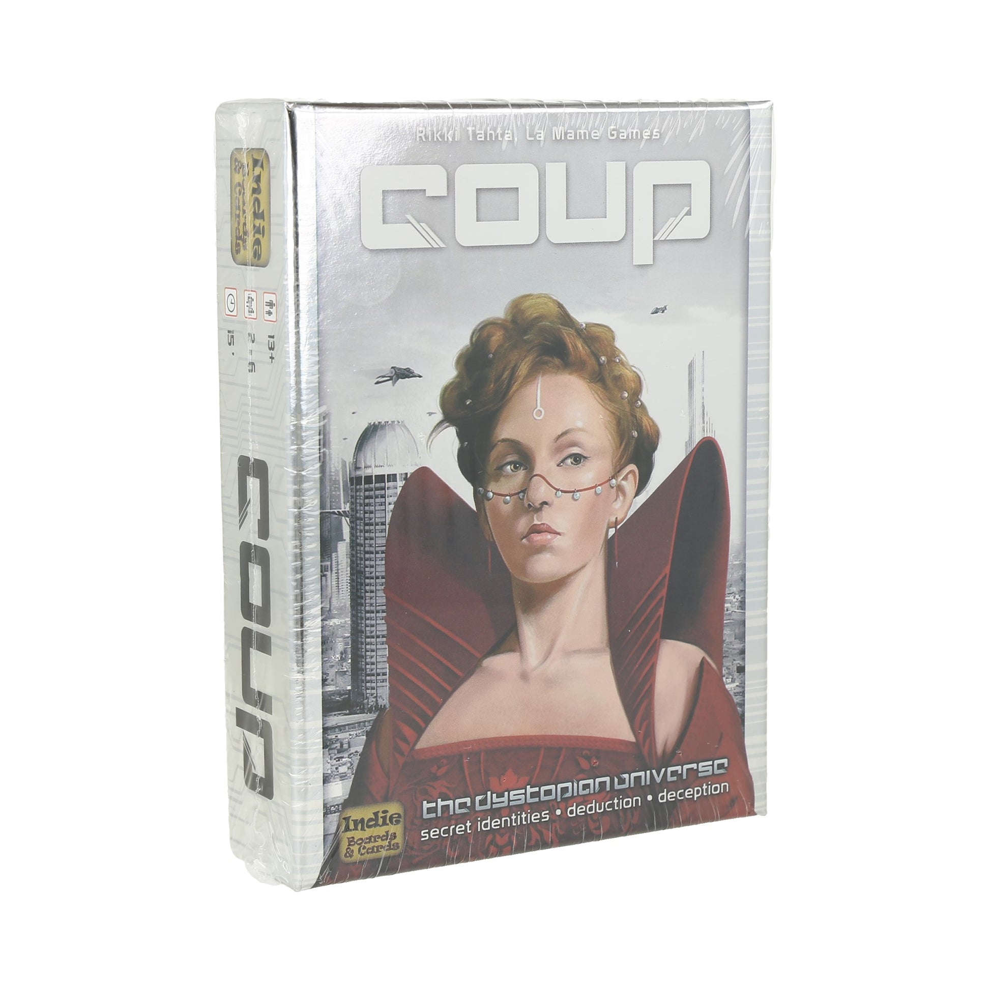 Coup, un juego de engaño y deducción social rápido y divertido. Un juego popular para familias y adultos, ofrece un sinfín de emoción y suspenso.