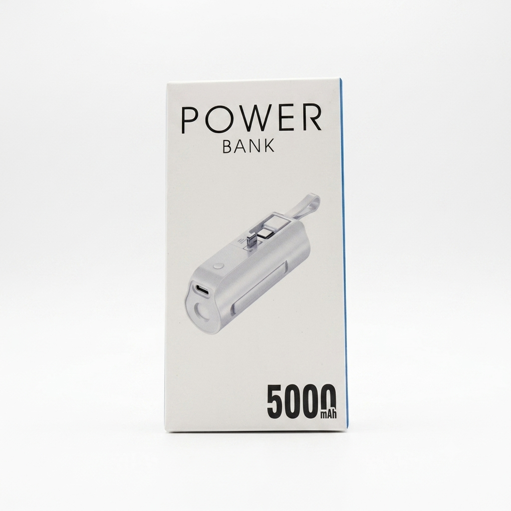 Power bank compacto de 5000 mAh con conectores retráctiles integrados