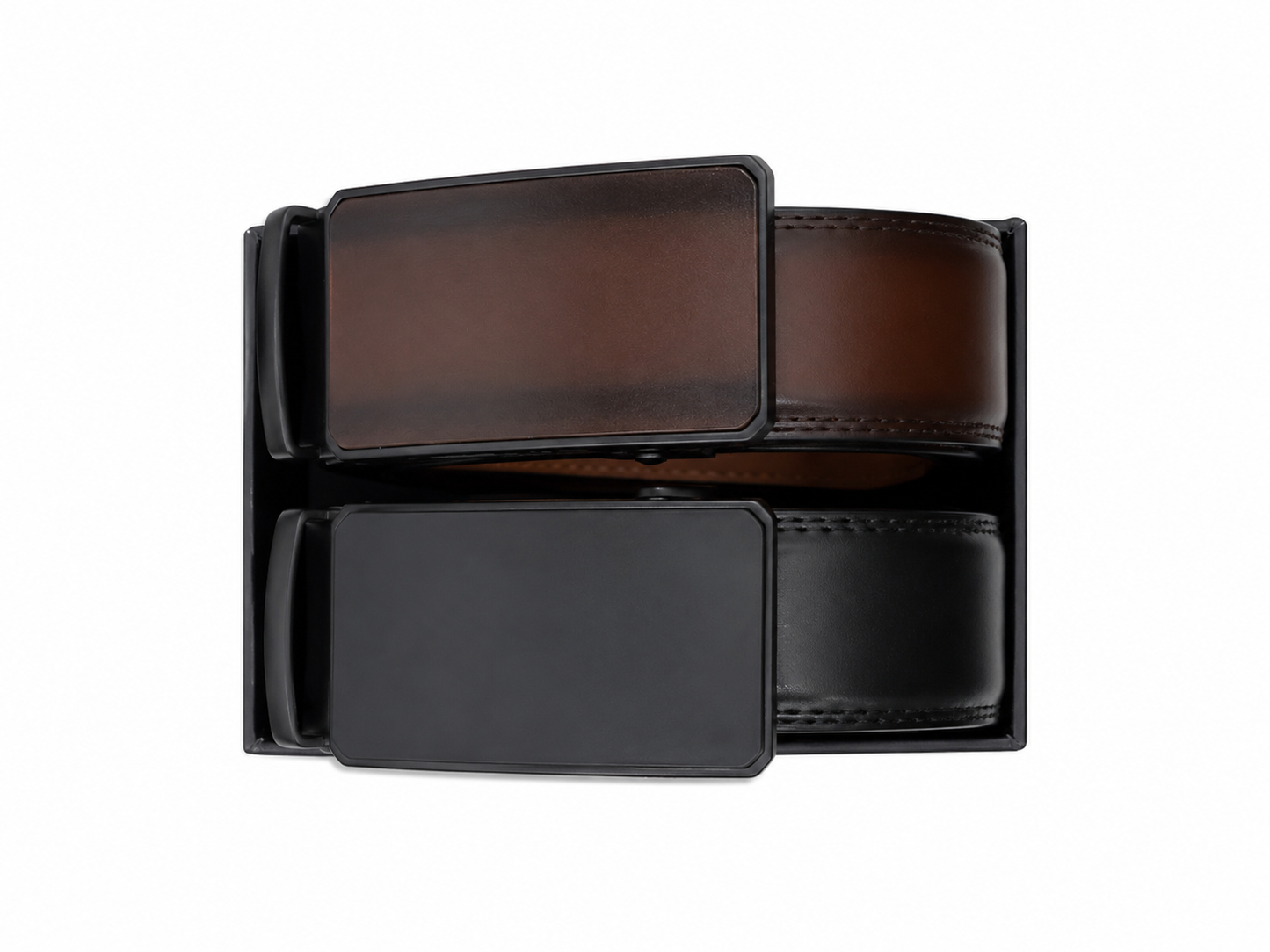 Set de Cinturones de Vestir para Hombre con Hebilla Automática Negro y Marrón.