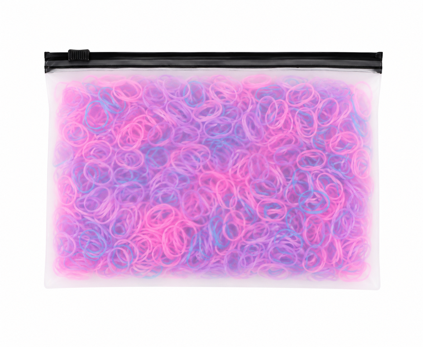 Set de Bandas Elásticas para Cabello en Colores Rosa y Azul con Estuche Reutilizable.