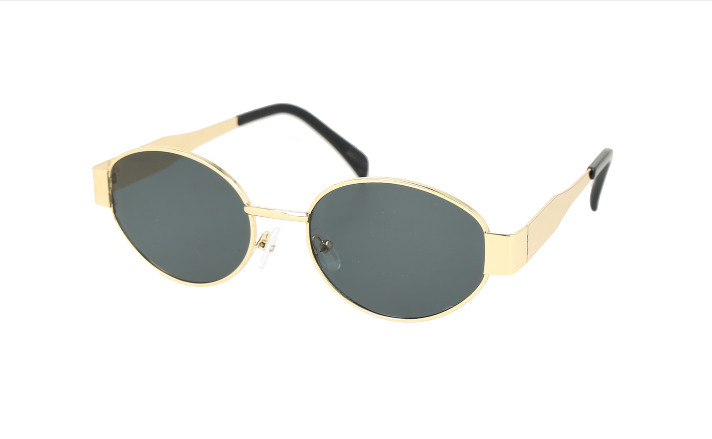 Lentes de sol retro ovalados con montura de metal color dorado
