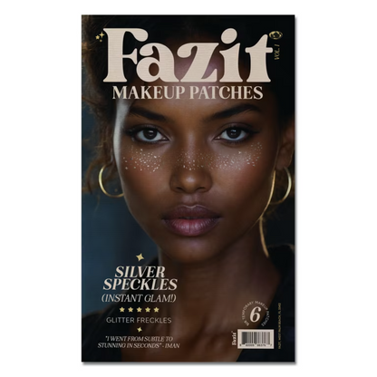 Parches de maquillaje que  ofrecen una forma rápida y sencilla de aplicar pecas falsas brillantes con purpurina plateada.