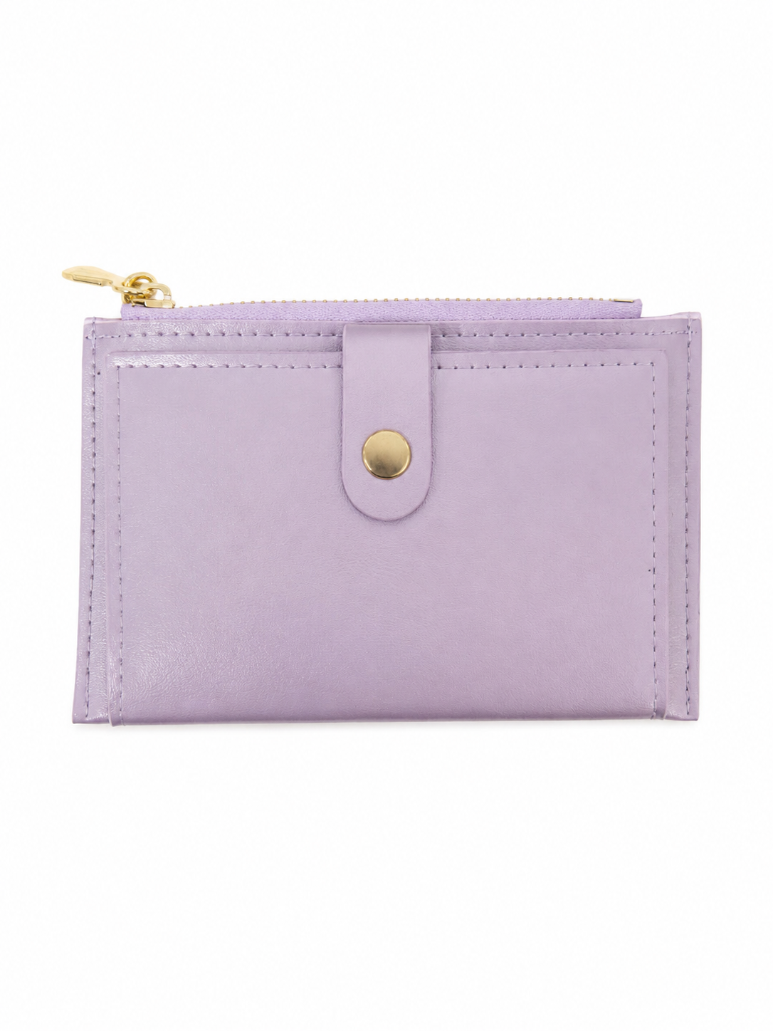 Billetera Compacta con Compartimento para Tarjetas y Cremallera Color Lavanda.