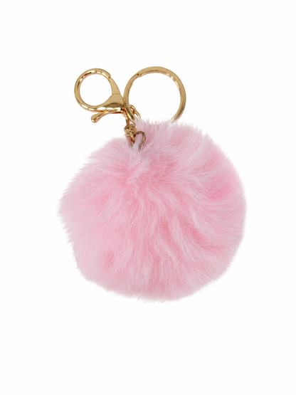 Llavero Pompon de Felpa Suave Color Rosa.