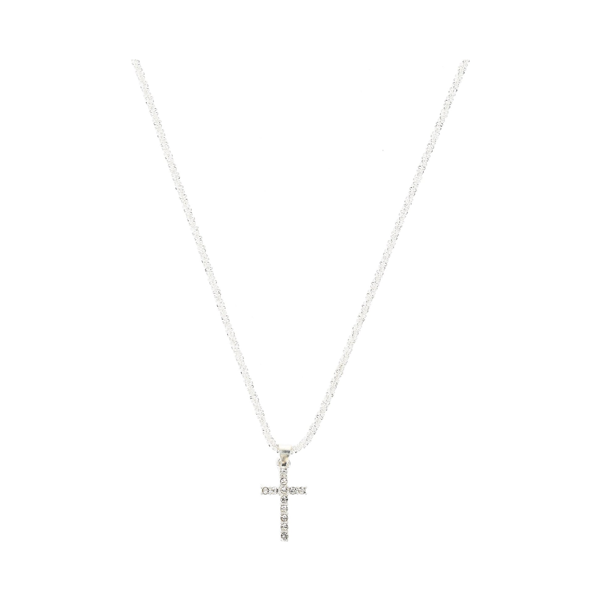 Collar Color Silver con Cruz