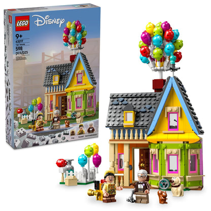 Set de construcción de casa inspirada en película animada con globos y figuras, 598 piezas.
