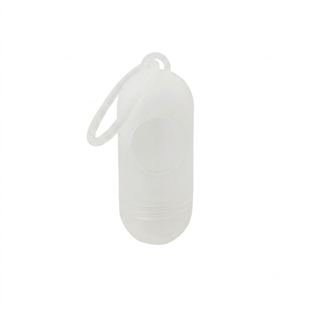 Dispensador portátil está hecho de silicona translúcida.