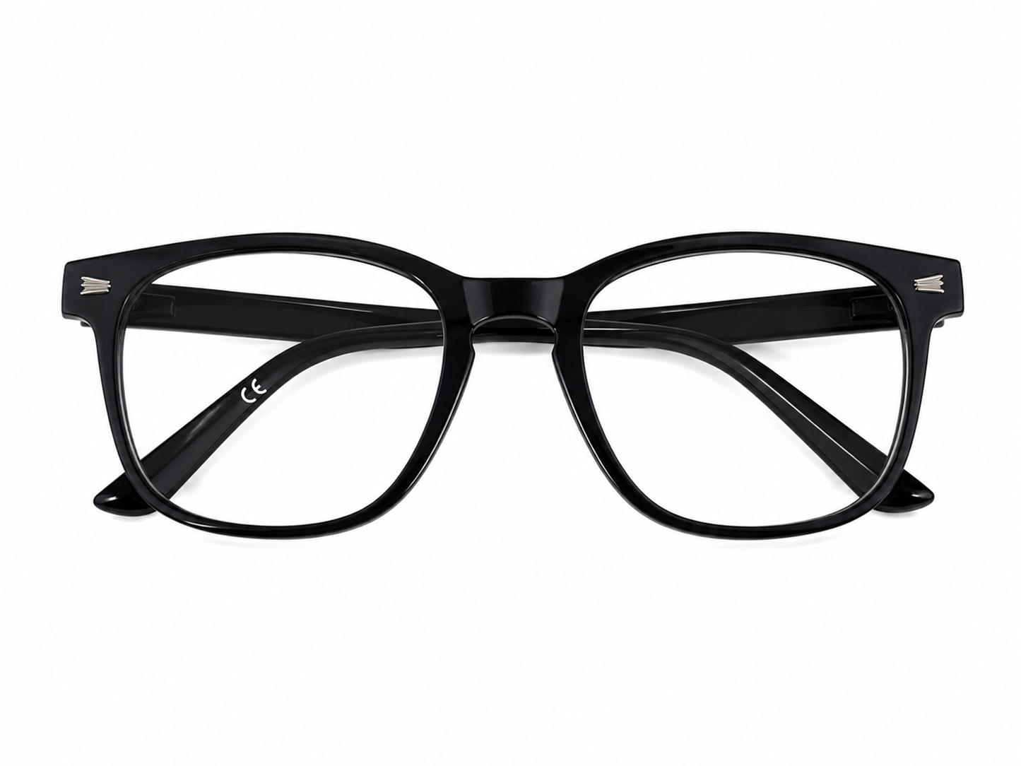 Gafas de Lectura con Montura Rectangular Negra y Lentes Transparentes.