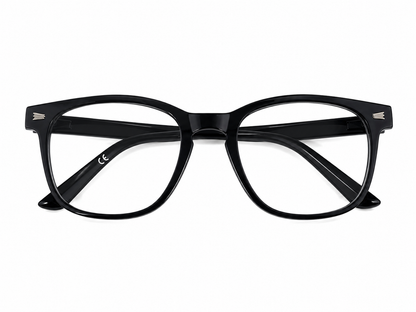 Gafas de Lectura con Montura Rectangular Negra y Lentes Transparentes.