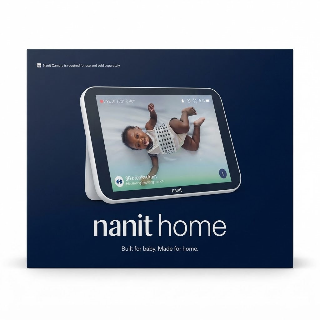 Pantalla dedicada de 8 pulgadas, diseñada para visualizar la transmisión en vivo de la cámara Nanit.