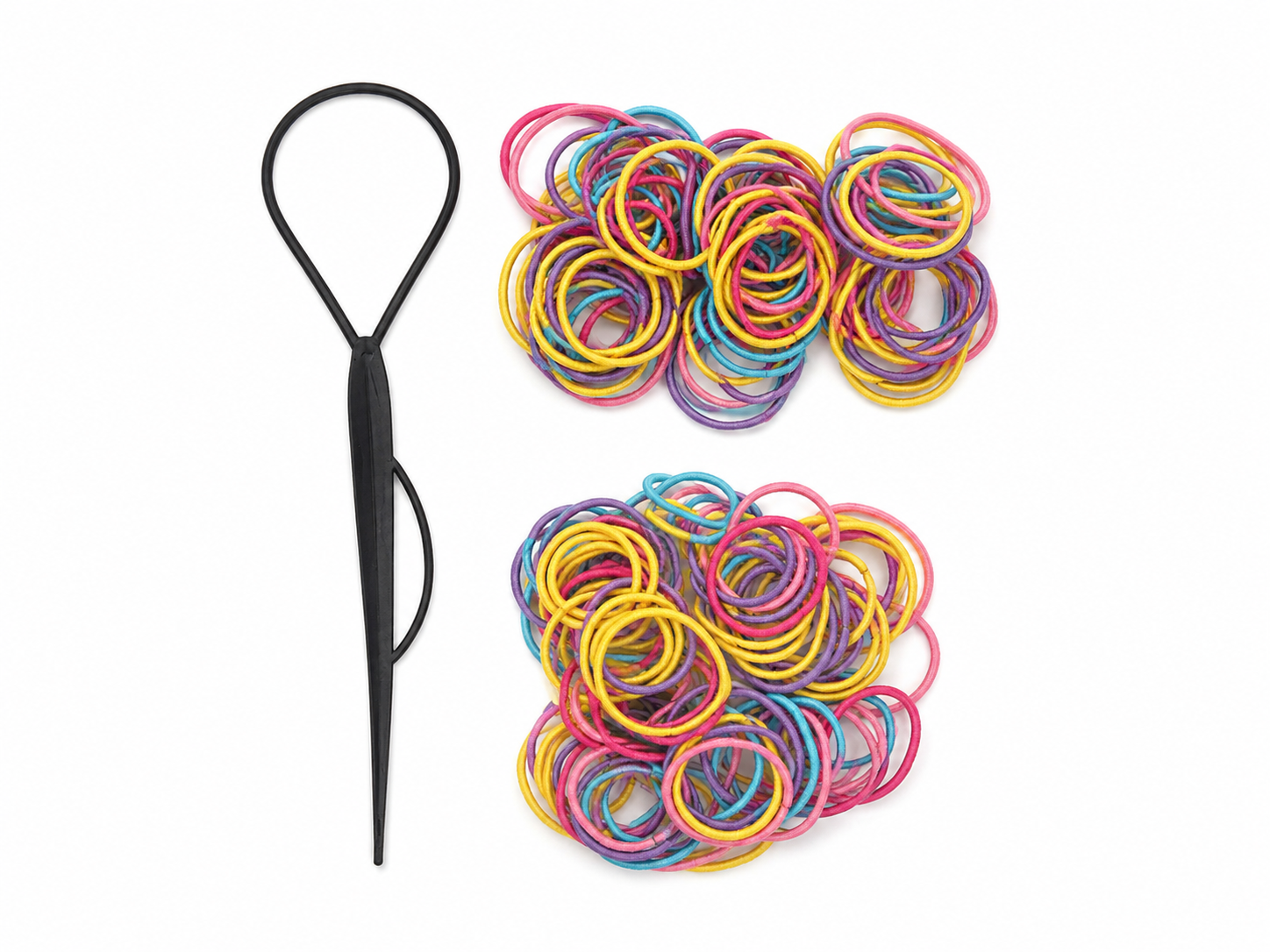 Set de Ligas Elásticas para Cabello Multicolor con Herramienta para Peinados.