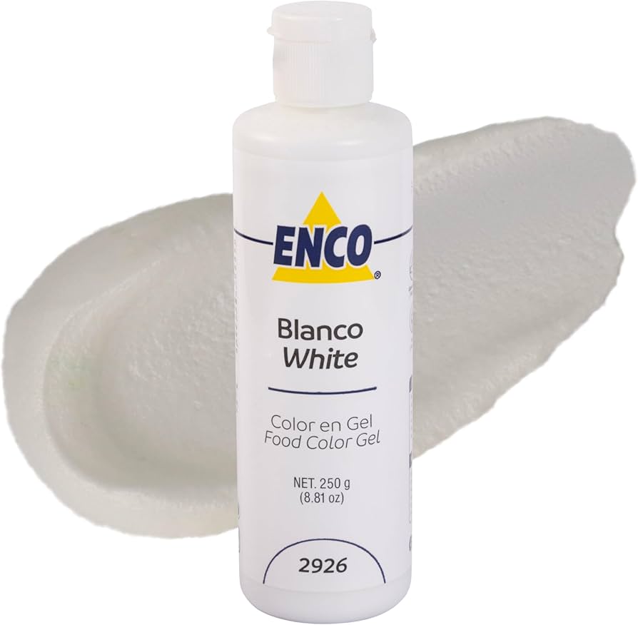 Colorante alimentario en gel blanco, modelo 2926, viene en una botella de 250 gramos (8.81 oz)