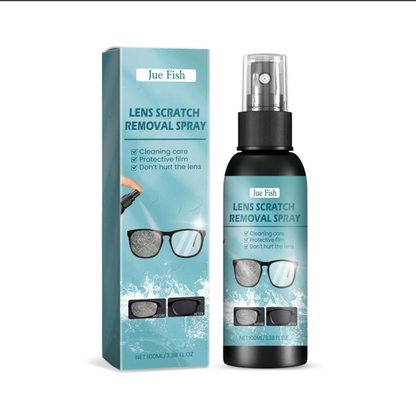 Spray diseñado para limpiar y eliminar rayones leves en lentes de gafas.