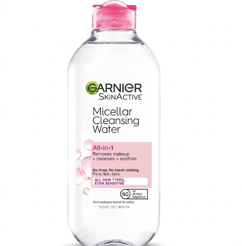 Botella de agua micelar, actúa como limpiador facial, desmaquillante y calmante para la piel de 400ml
