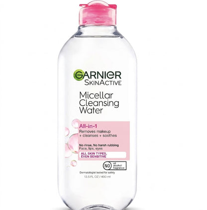 Botella de agua micelar, actúa como limpiador facial, desmaquillante y calmante para la piel de 400ml