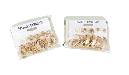 Set de aretes combo fashion color dorado.