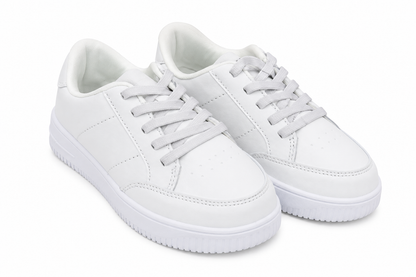 Tenis blancos de estilo casual con cordones, talla 34.