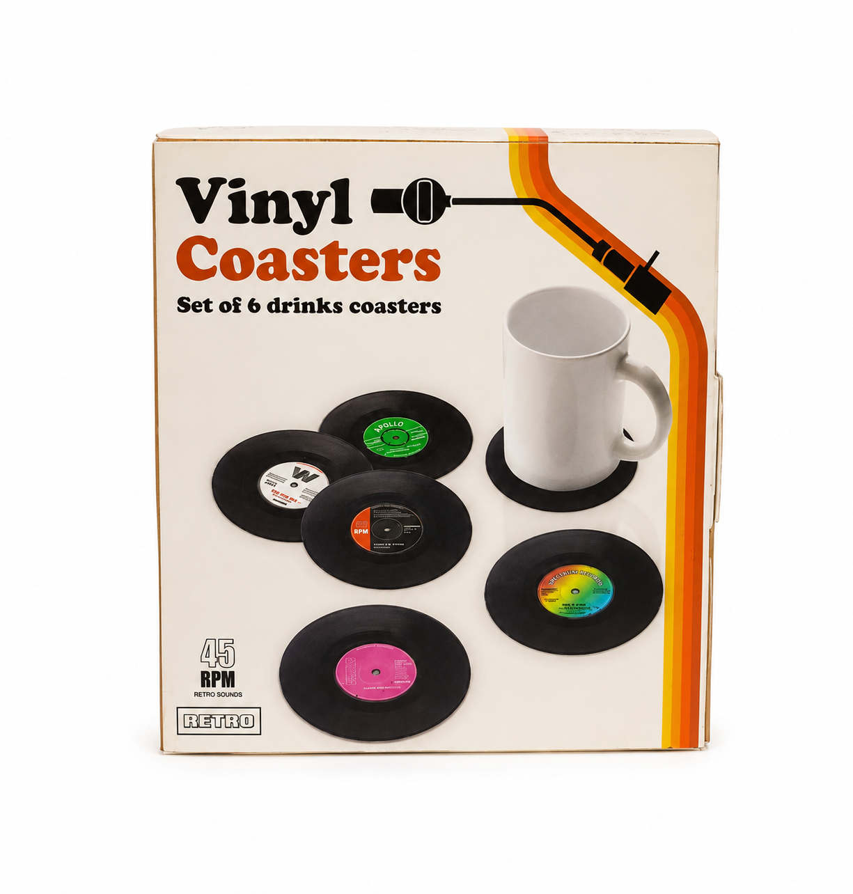Posavasos Retro con Diseño de Disco de Vinilo Set de 6 Piezas.