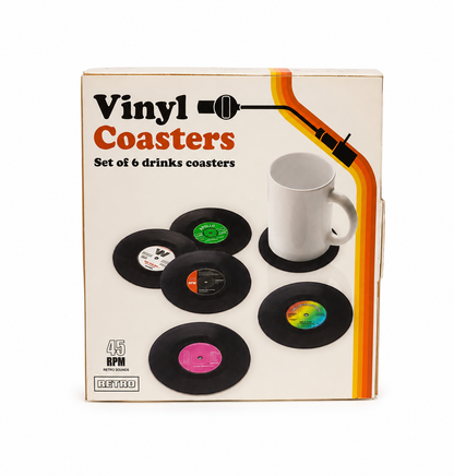 Posavasos Retro con Diseño de Disco de Vinilo Set de 6 Piezas.