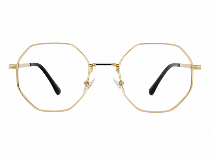 Gafas Hexagonales de Montura Metálica Color Dorado.