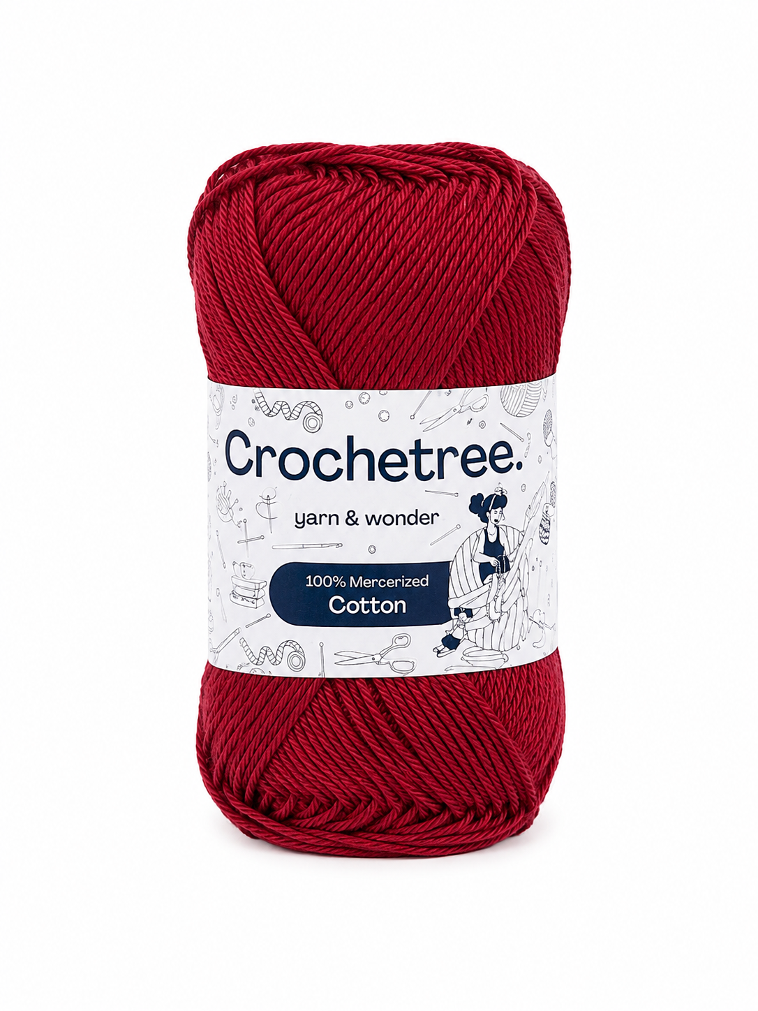 Hilo para tejido y crochet color burdeos de algodón mercerizado.