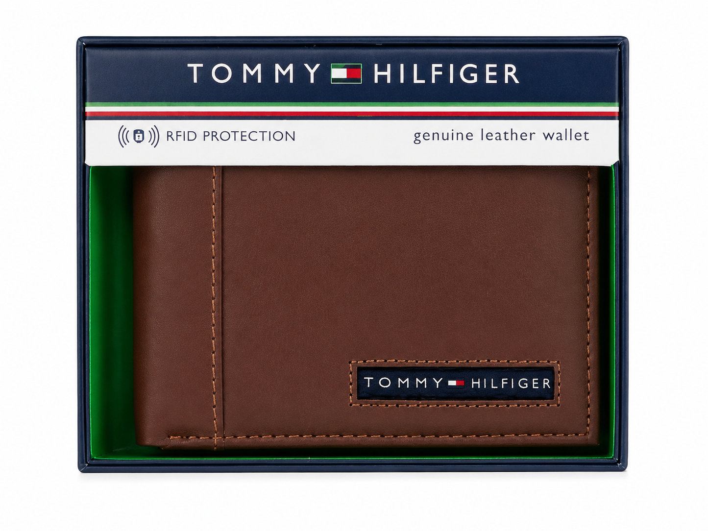 Cartera plegable color café con protección RFID para hombre.
