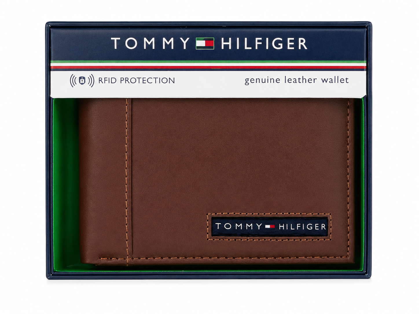 Cartera plegable color café con protección RFID para hombre.